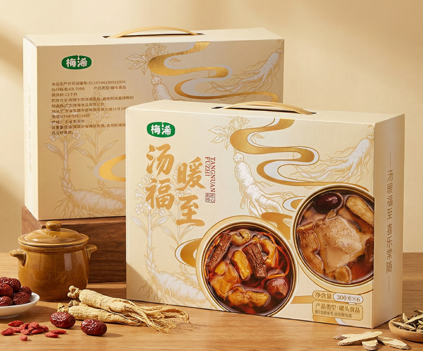汤暖福至——梅浠食品罐头礼盒